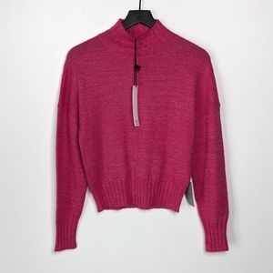NSR Pink & Silver Sparkle Mock Neck Knit Sweater